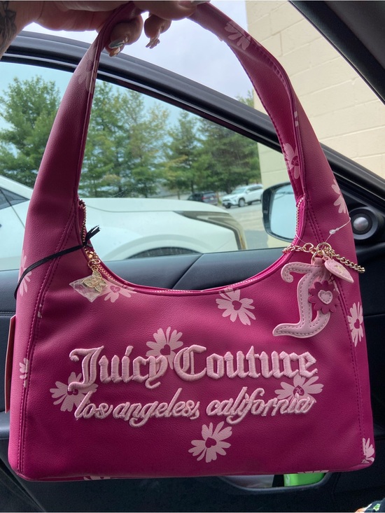 Juicy Couture Handbags - Juicy Couture Pink Floral Embroidered Shoulder Bag